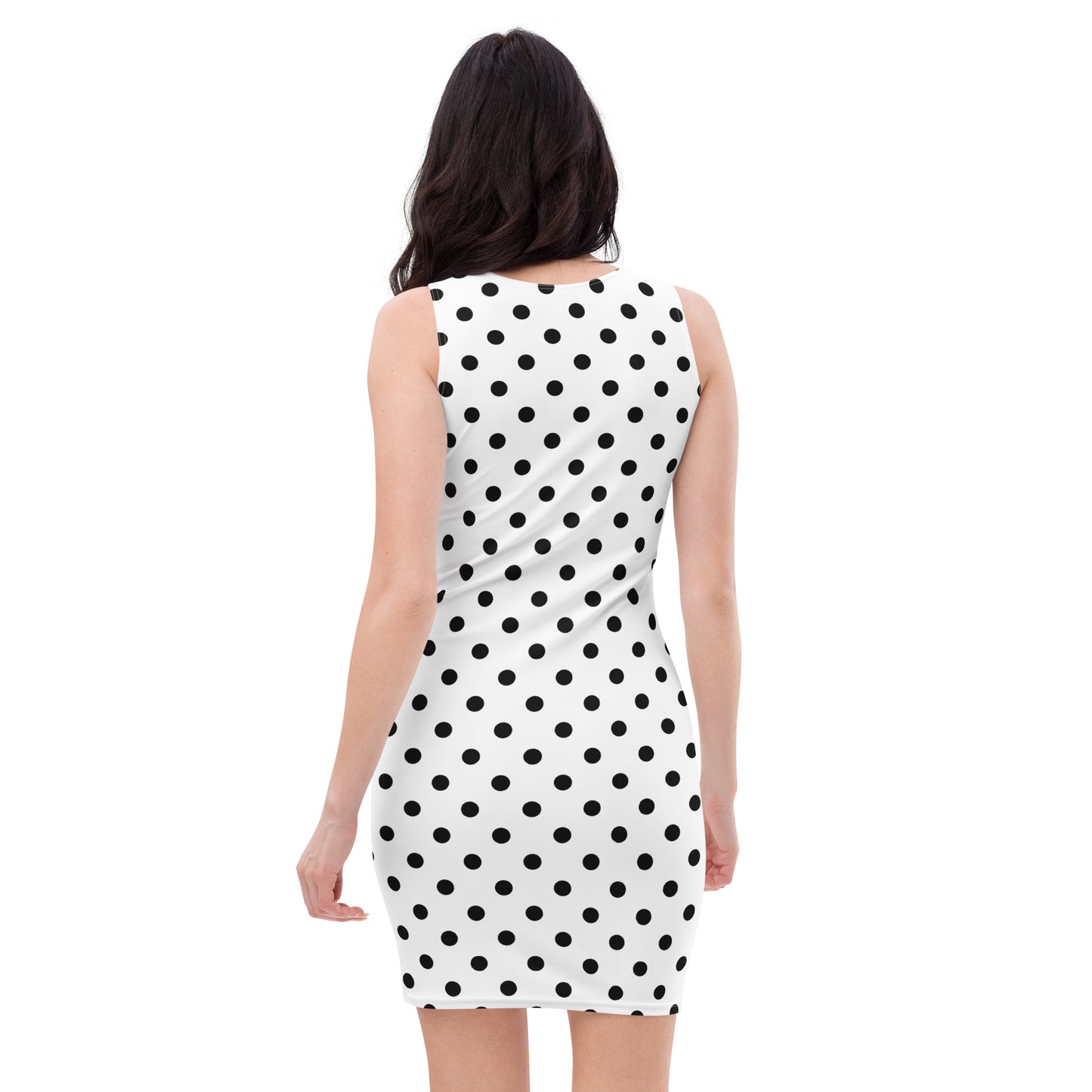 White polka dot bodycon dress