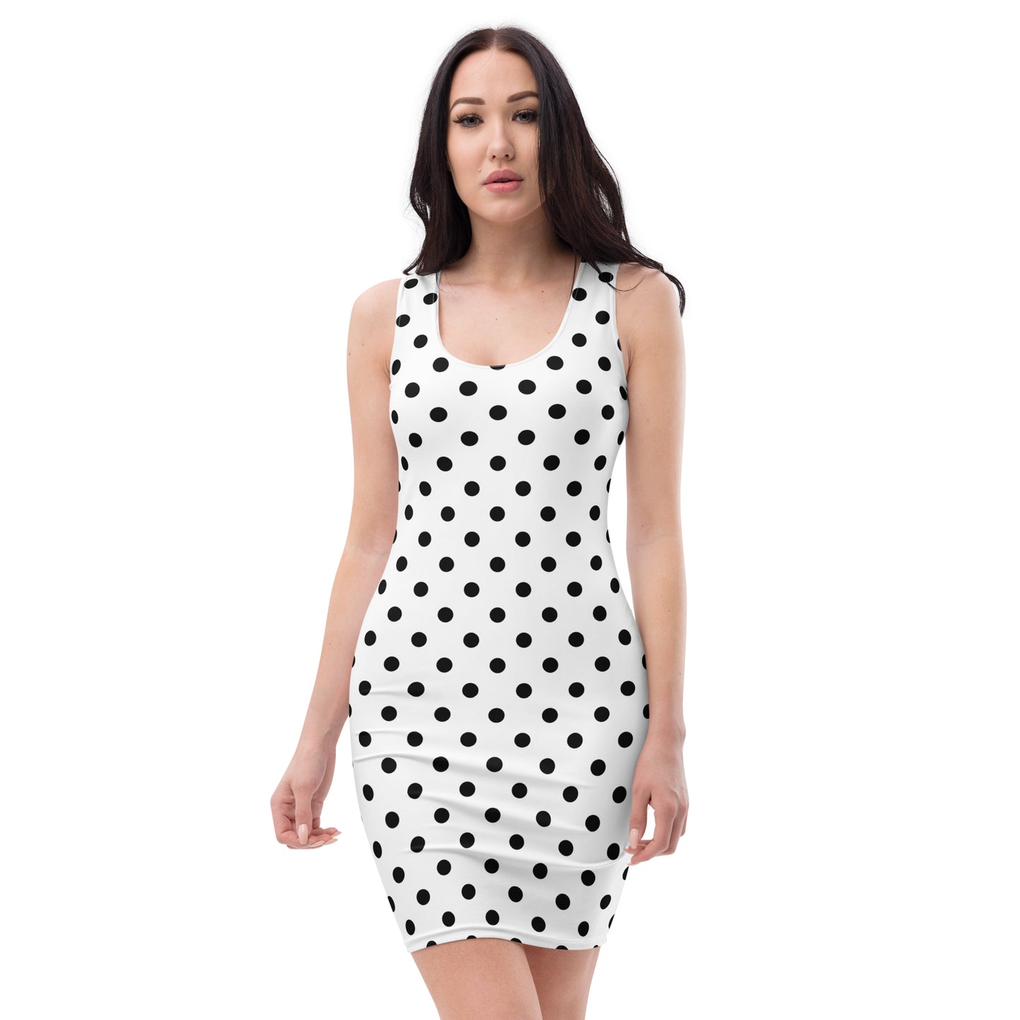 White polka dot bodycon dress