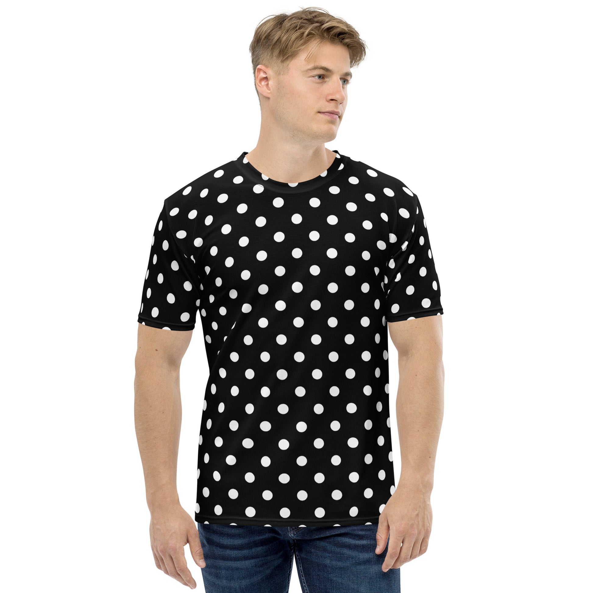 Black polka dot all over print tee