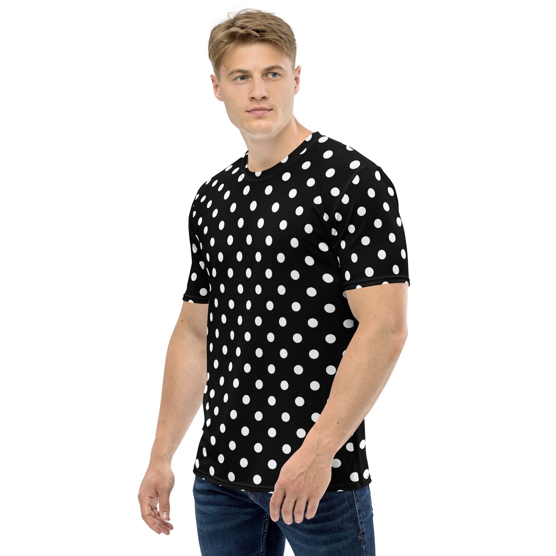 Black polka dot all over print tee