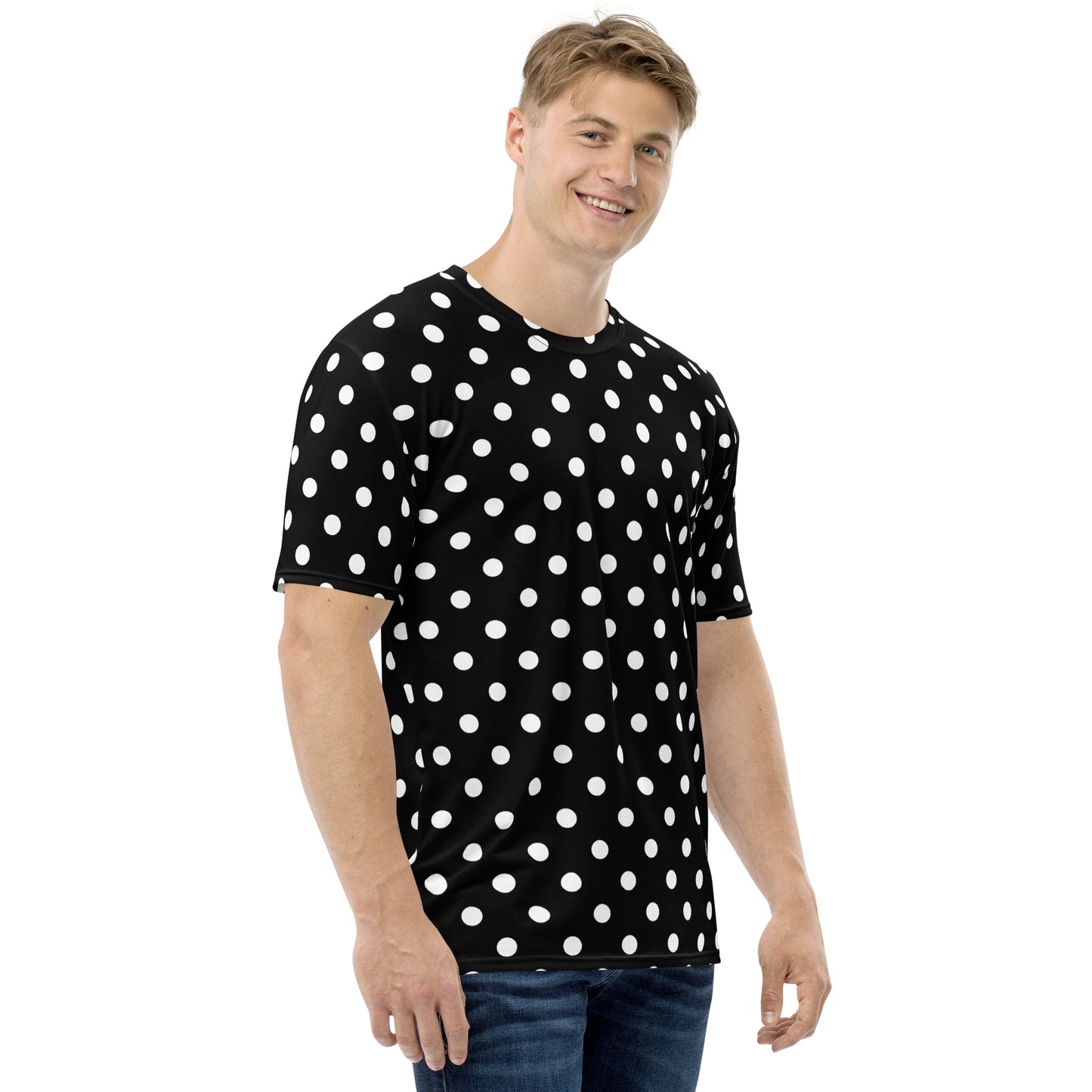 Black polka dot all over print tee